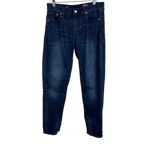 Gap Girlfriend Fit Jeans Size 28 Indigo Wash Cotton Blend Mid Rise Denim - Picture 1 of 8